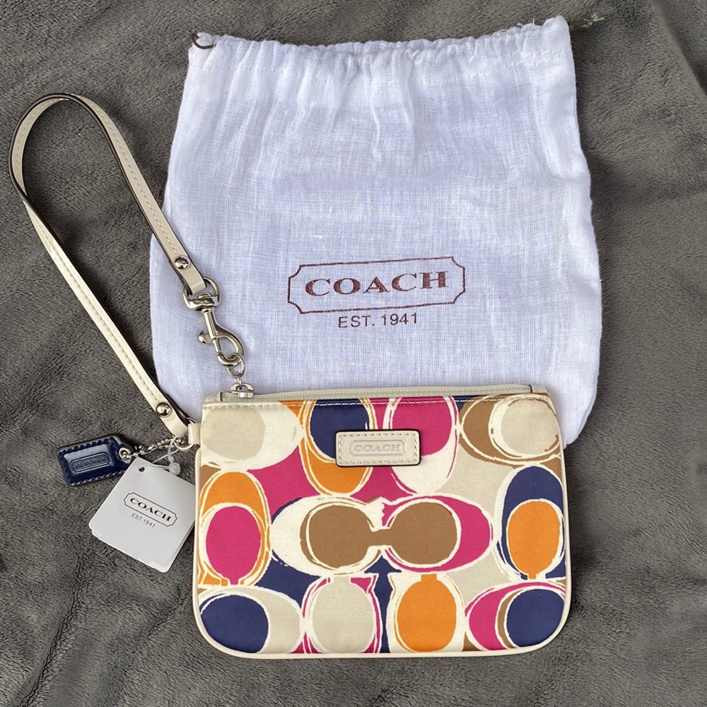 Coach small wristlet - hand drawn scarf print NWT